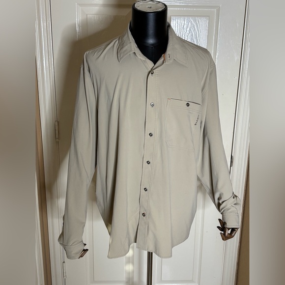 Men's Orvis Button Down XL Tan Brown Long Sleeve Polyester, And Spandex Shirt - Picture 7 of 9